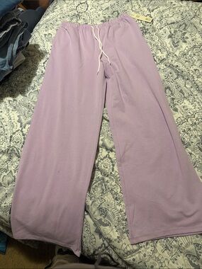 No Boundaries Lavender Wide-Leg Lounge Pants with Drawstring